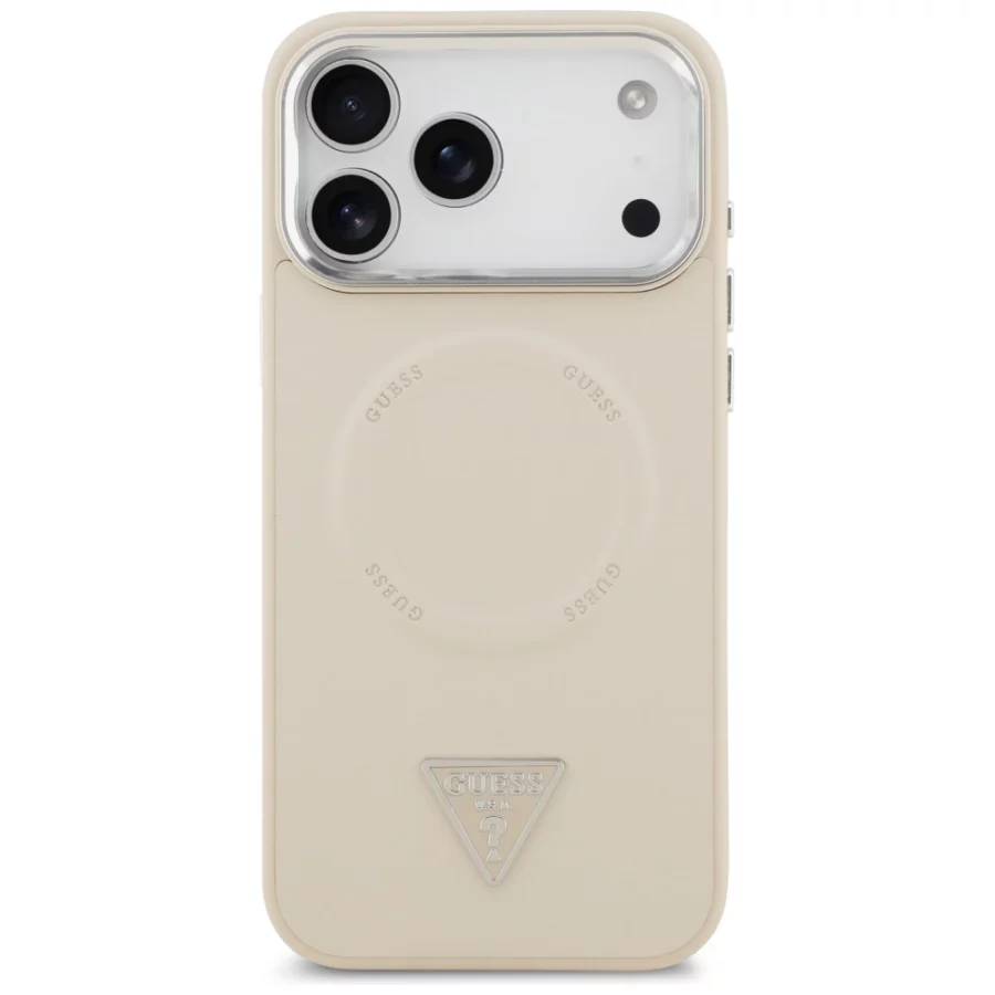 Etui Guess Triangle Logo MagSafe na iPhone 17 Pro - beżowe