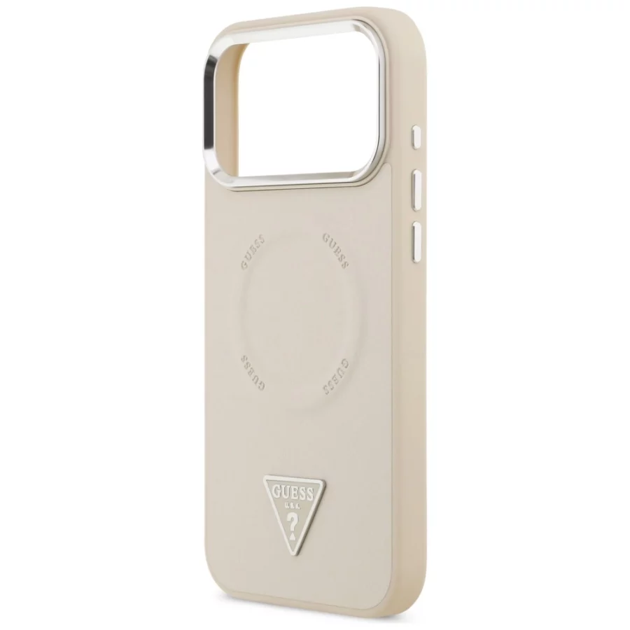 Etui Guess Triangle Logo MagSafe na iPhone 17 Pro - beżowe
