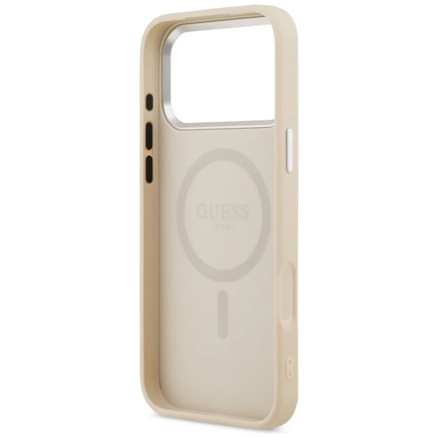 Etui Guess Triangle Logo MagSafe na iPhone 17 Pro - beżowe