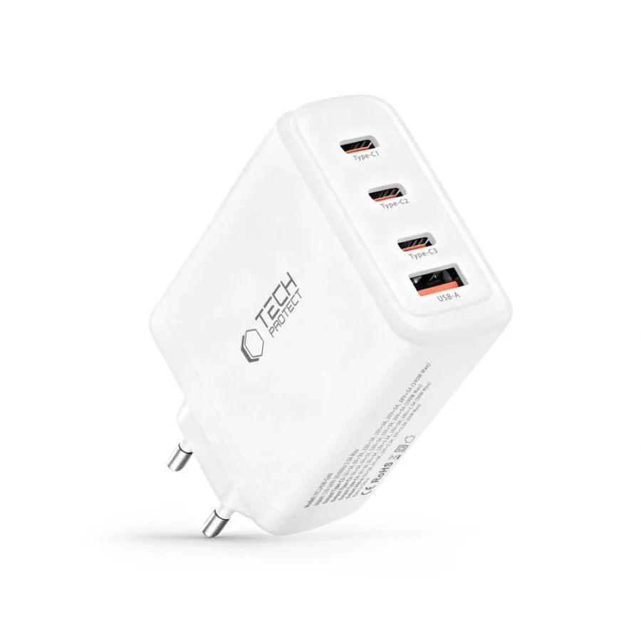 Ładowarka sieciowa Tech-Protect NC140W-GAN 4-Porty 140W - biała