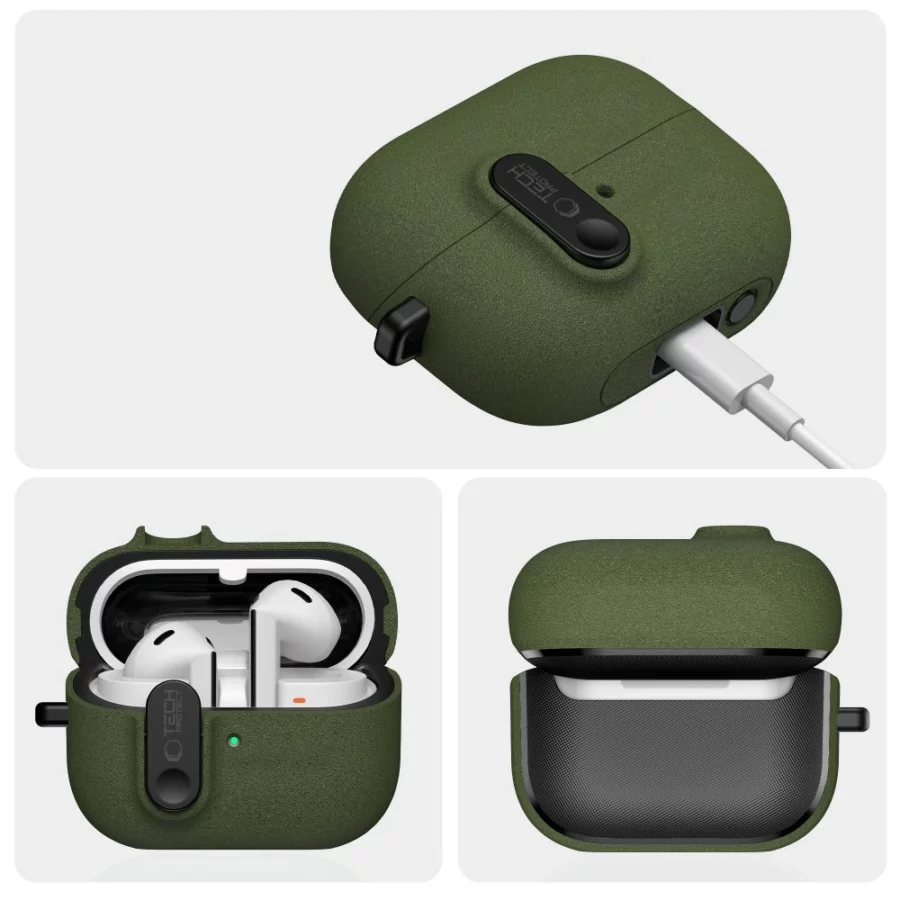 Etui Tech-Protect Slim Hook na Samsung Galaxy Buds 3 / 3 FE / 3 Pro - zielone