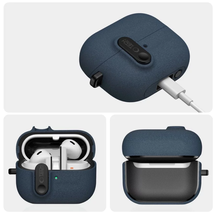 Etui Tech-Protect Slim Hook na Samsung Galaxy Buds 3 / 3 FE / 3 Pro - granatowe