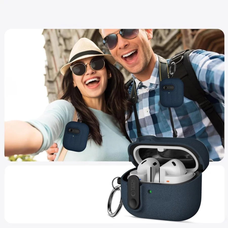 Etui Tech-Protect Slim Hook na Samsung Galaxy Buds 3 / 3 FE / 3 Pro - granatowe