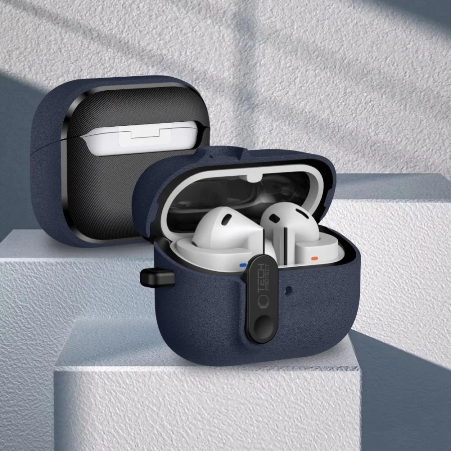 Etui Tech-Protect Slim Hook na Samsung Galaxy Buds 3 / 3 FE / 3 Pro - granatowe