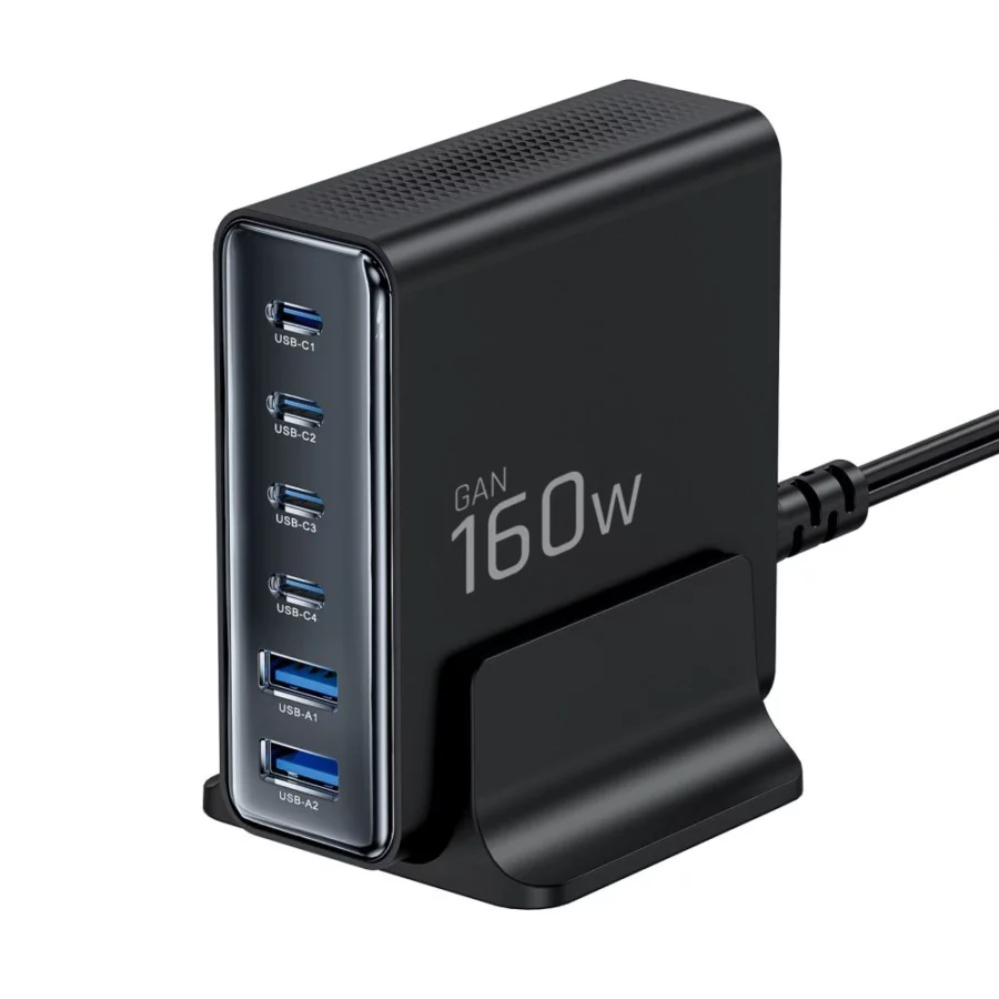 Ładowarka sieciowa Tech-Protect DC160W-GAN 6-Port 160W - czarna