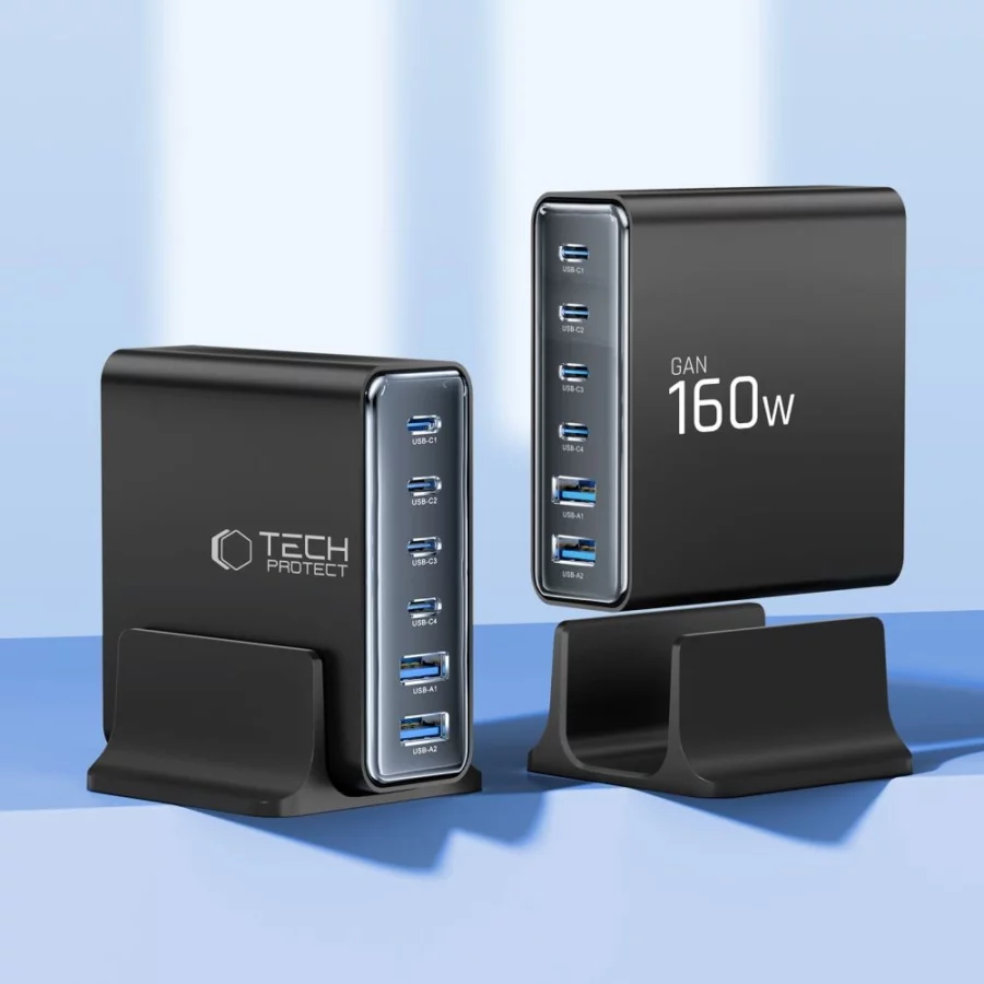 Ładowarka sieciowa Tech-Protect DC160W-GAN 6-Port 160W - czarna