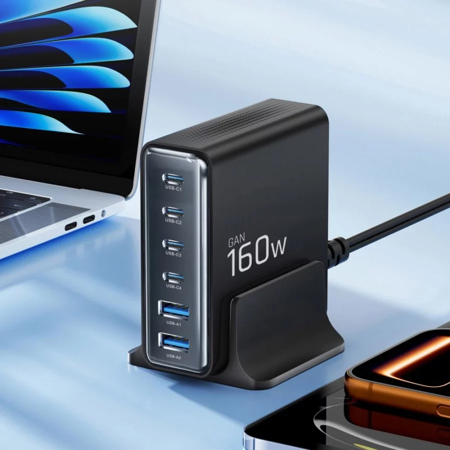 Ładowarka sieciowa Tech-Protect DC160W-GAN 6-Port 160W - czarna