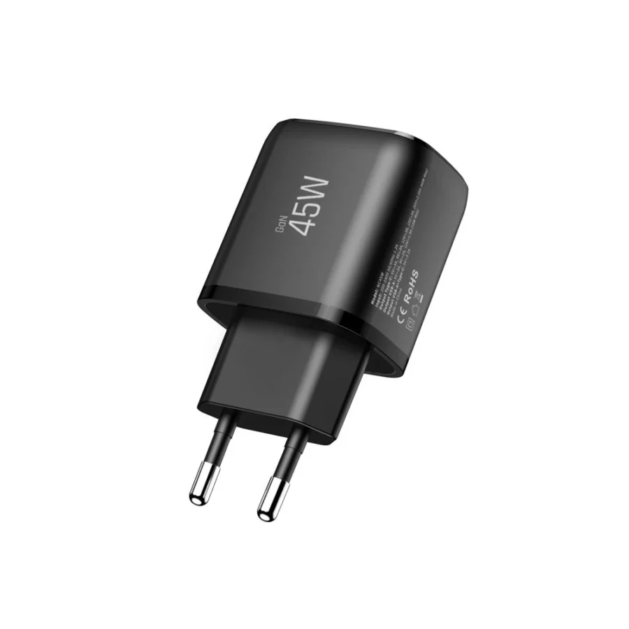 Ładowarka sieciowa Tech-Protect NCA45W-GAN 2-Porty 45W z kablem USB-C - czarna