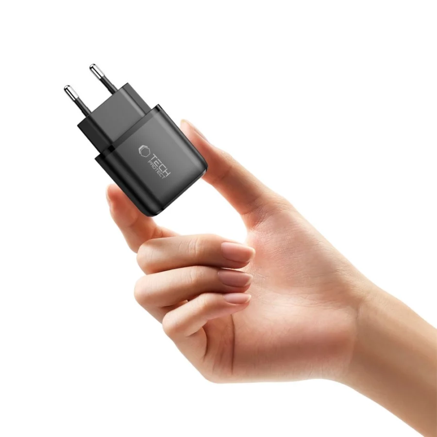 Ładowarka sieciowa Tech-Protect NCA45W-GAN 2-Porty 45W z kablem USB-C - czarna