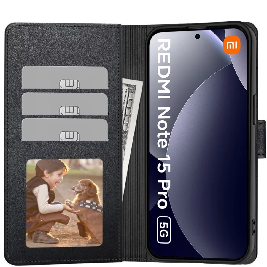Etui Tech-Protect Wallet na Xiaomi Redmi Note 15 Pro 5G - czarne