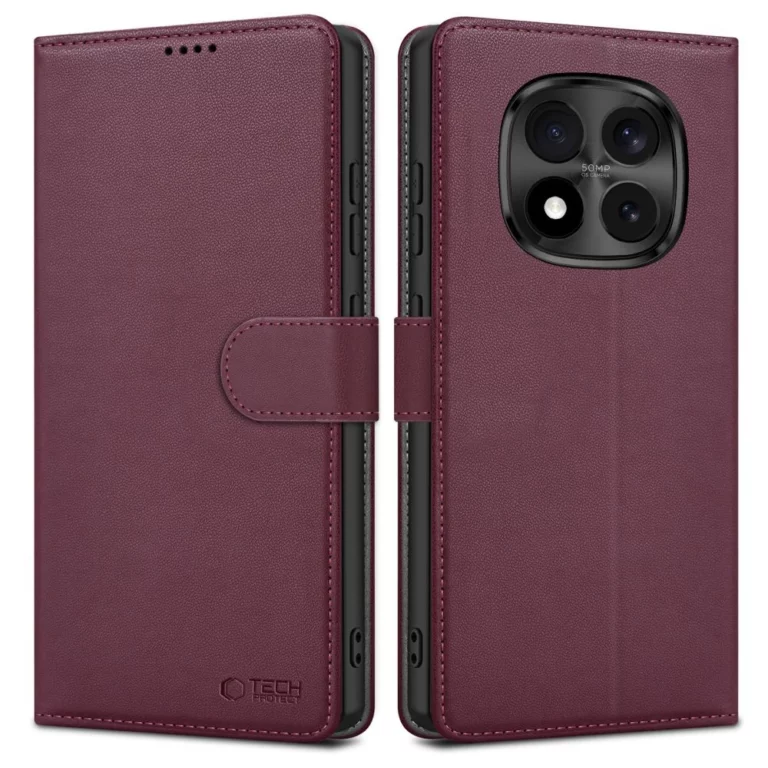 Etui Tech-Protect Wallet na Xiaomi Redmi Note 15 Pro 5G - bordowe