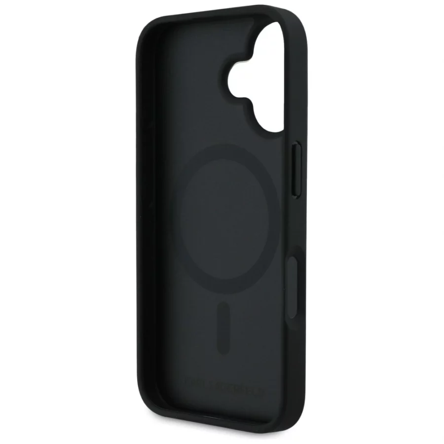 Etui Karl Lagerfeld Grained Pattern & Logo MagSafe na iPhone 16 - czarne