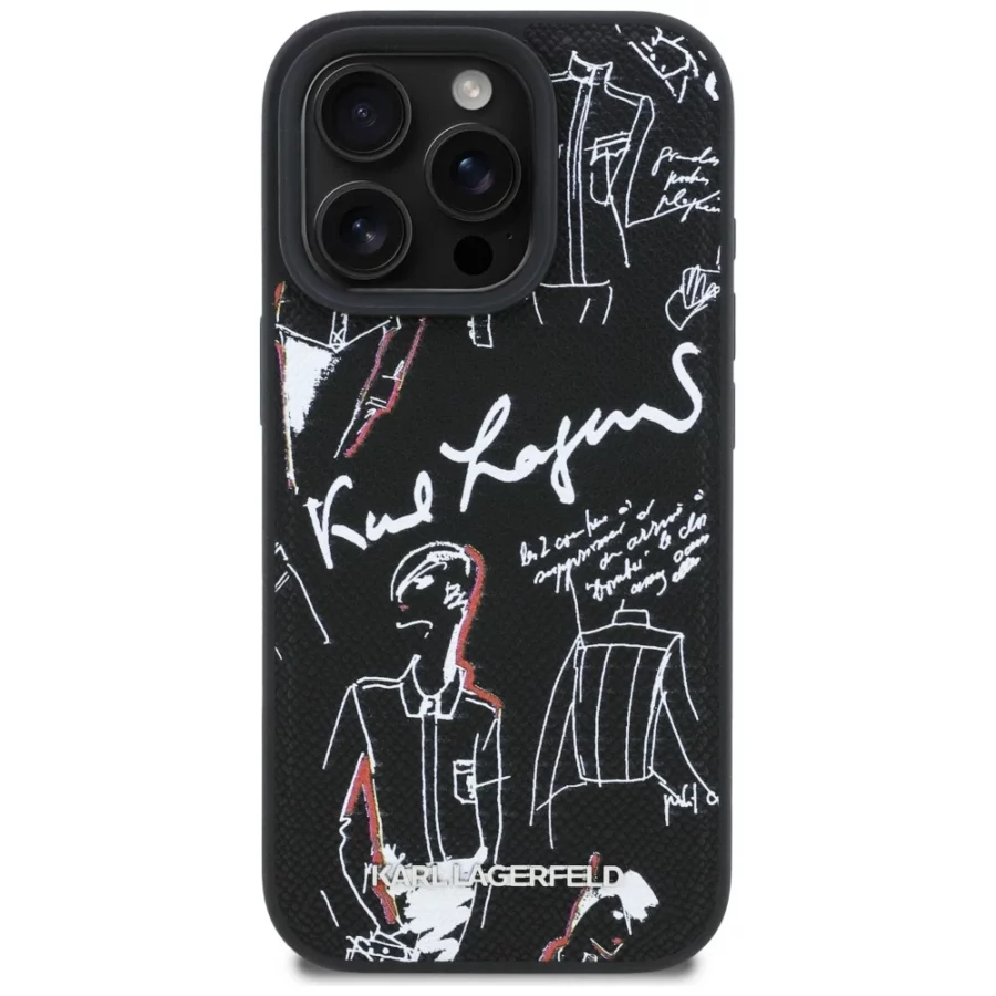 Etui Karl Lagerfeld Grained Pattern & Logo MagSafe na iPhone 16 Pro - czarne