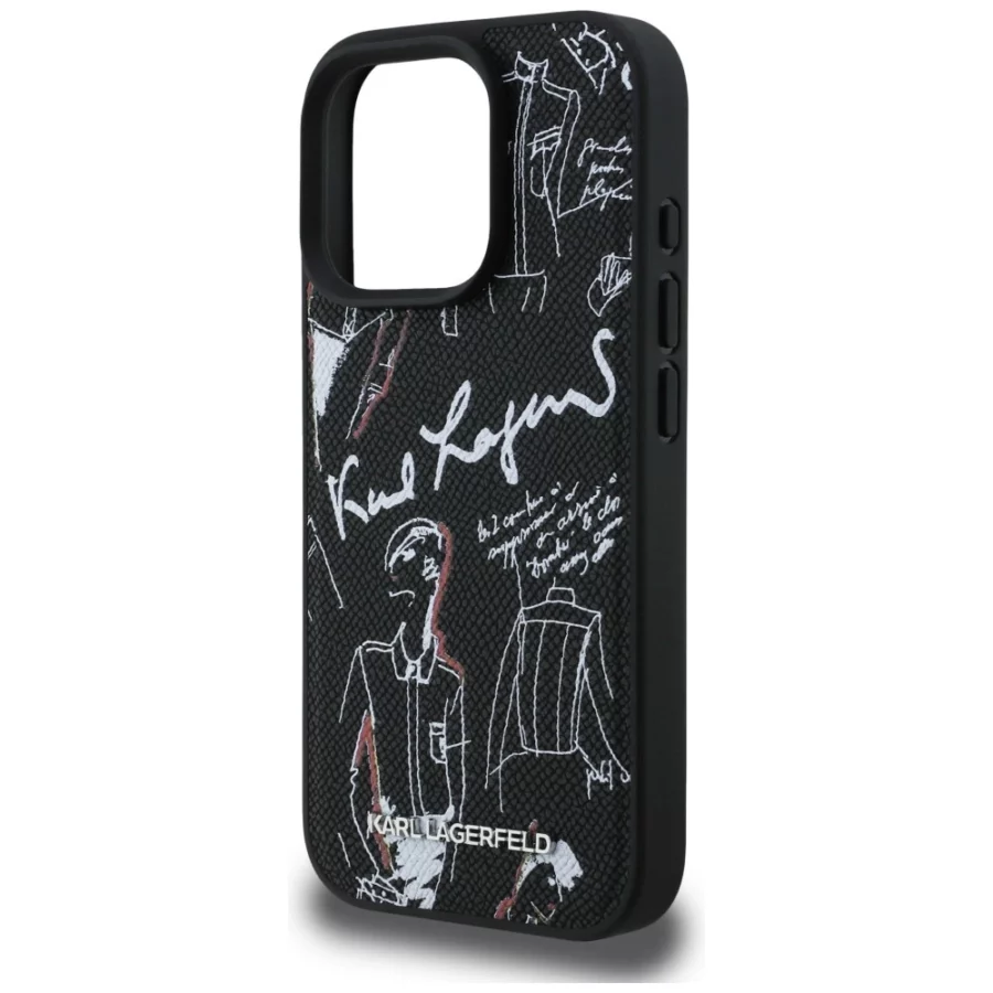 Etui Karl Lagerfeld Grained Pattern & Logo MagSafe na iPhone 16 Pro - czarne