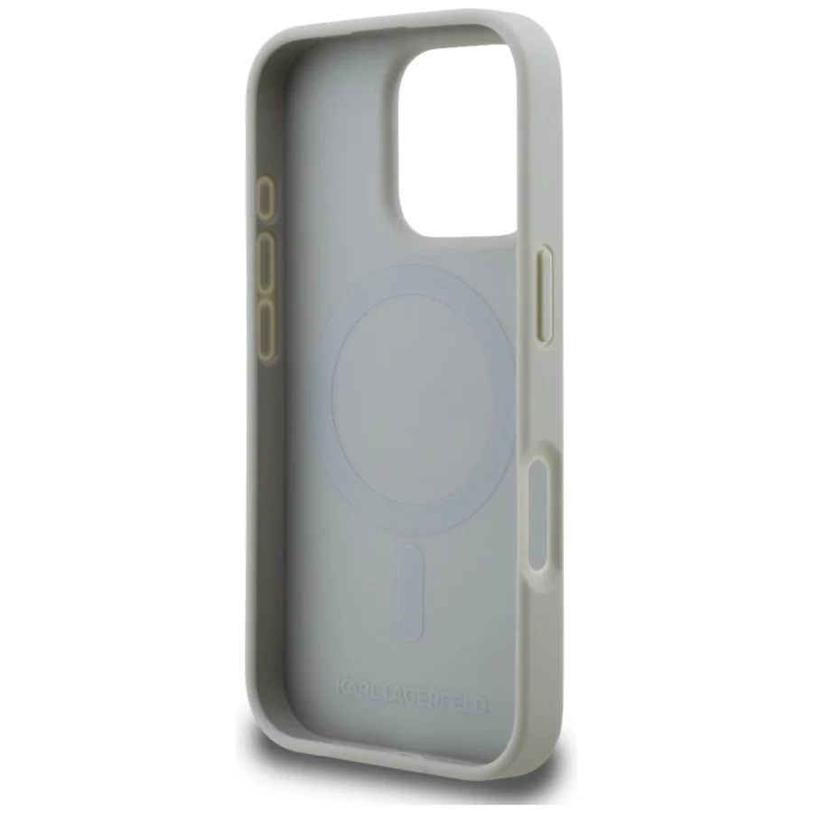 Etui Karl Lagerfeld Grained Pattern & Logo MagSafe na iPhone 16 Pro Max - szare