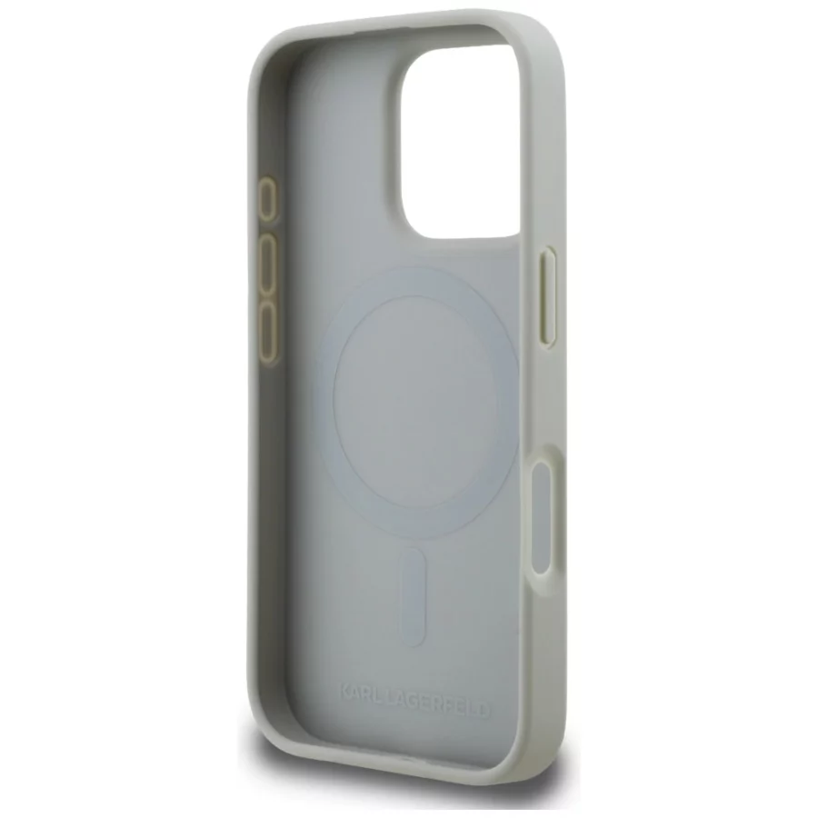 Etui Karl Lagerfeld Grained Pattern & Logo MagSafe na iPhone 16 Pro - szare