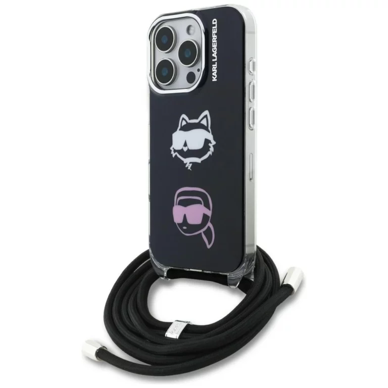 Etui Karl Lagerfeld IML Crossbody Karl&Choupette Head na iPhone 16 Pro - czarne