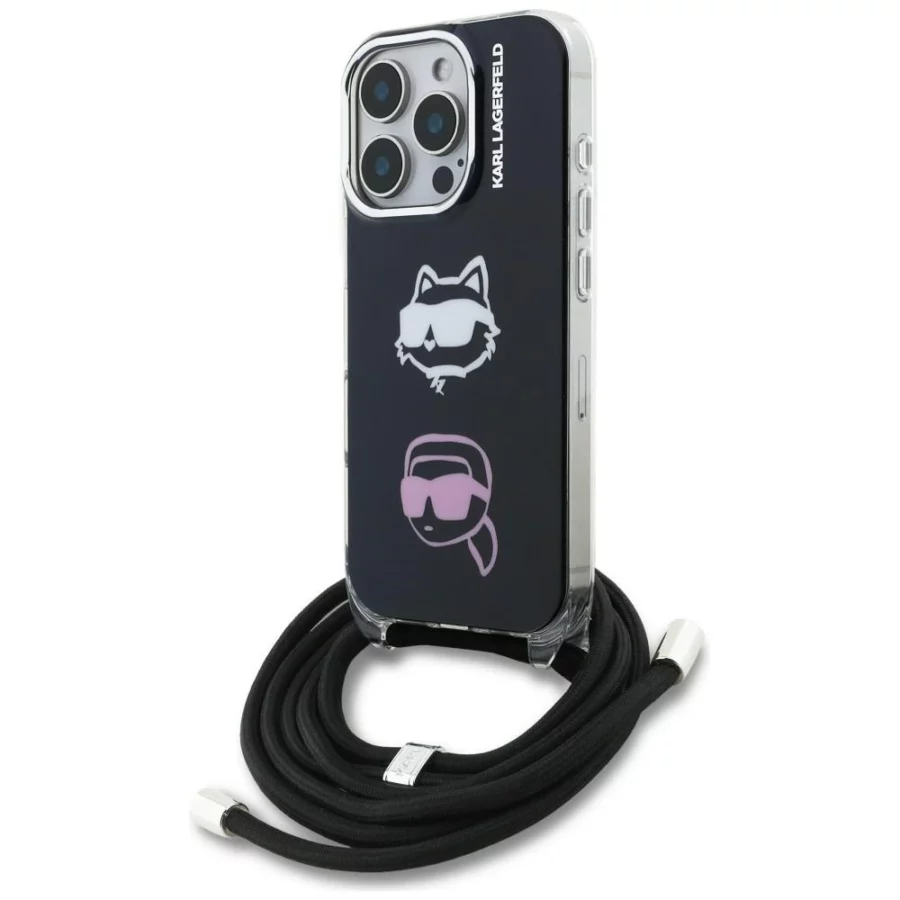 Etui Karl Lagerfeld IML Crossbody Karl&Choupette Head na iPhone 16 Pro - czarne