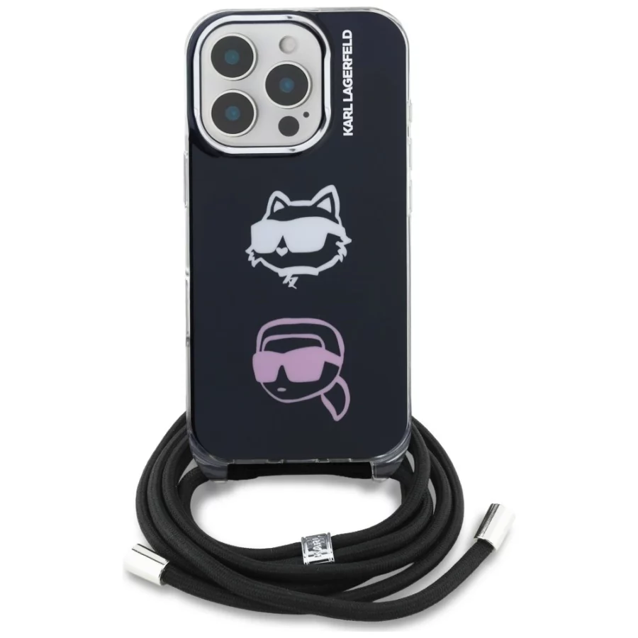 Etui Karl Lagerfeld IML Crossbody Karl&Choupette Head na iPhone 16 Pro - czarne