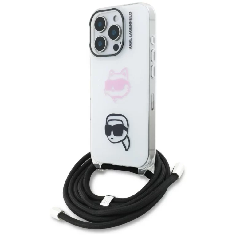 Etui Karl Lagerfeld IML Crossbody Karl&Choupette Head na iPhone 16 Pro Max - białe