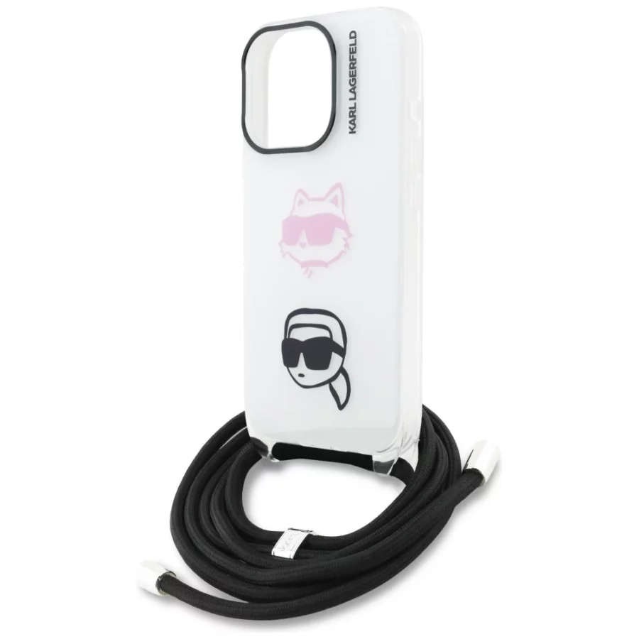 Etui Karl Lagerfeld IML Crossbody Karl&Choupette Head na iPhone 16 Pro Max - białe