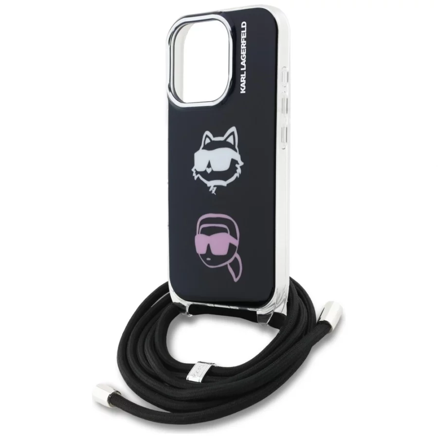 Etui Karl Lagerfeld IML Crossbody Karl&Choupette Head na iPhone 16 Pro Max - czarne