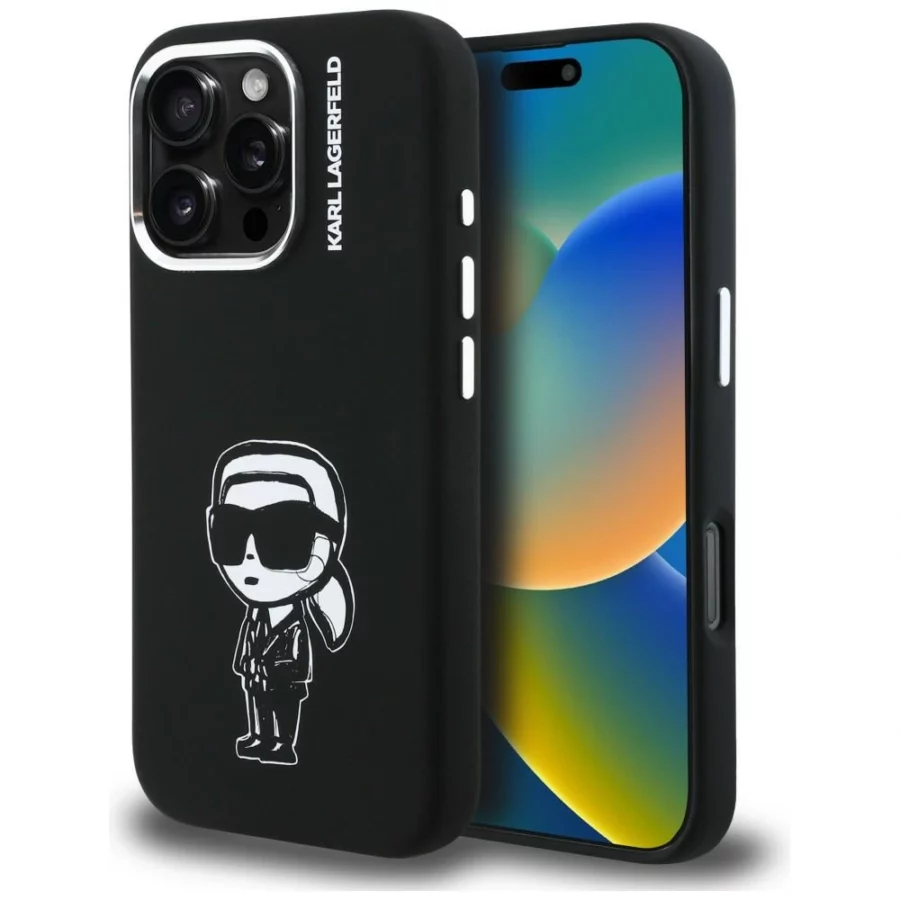 Etui Karl Lagerfeld Silicone Karl Sketch MagSafe na iPhone 16 Pro - czarne