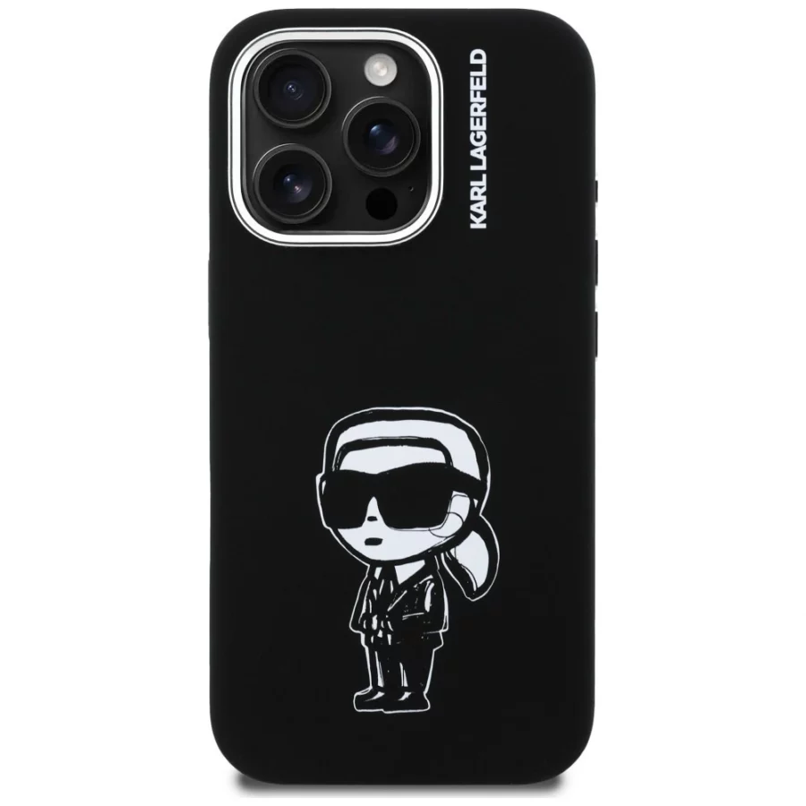Etui Karl Lagerfeld Silicone Karl Sketch MagSafe na iPhone 16 Pro - czarne