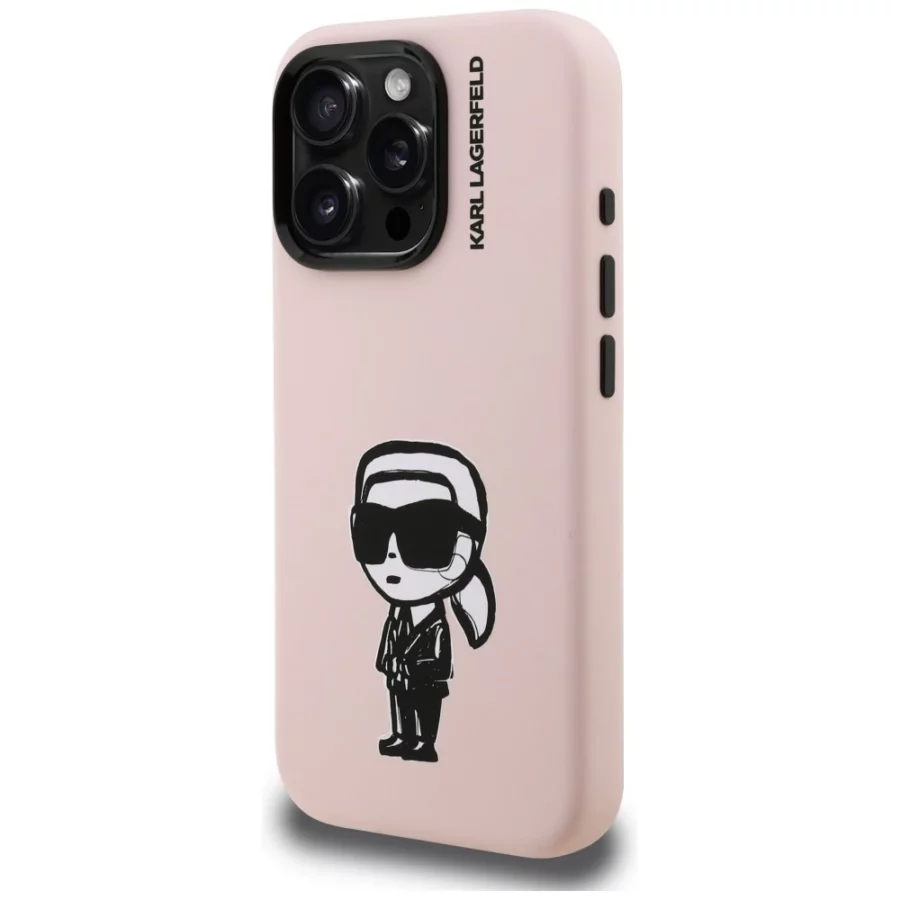 Etui Karl Lagerfeld Silicone Karl Sketch MagSafe na iPhone 16 Pro - różowe