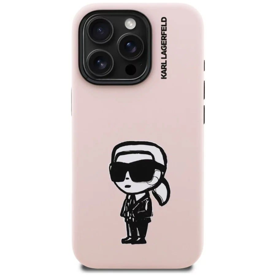 Etui Karl Lagerfeld Silicone Karl Sketch MagSafe na iPhone 16 Pro - różowe