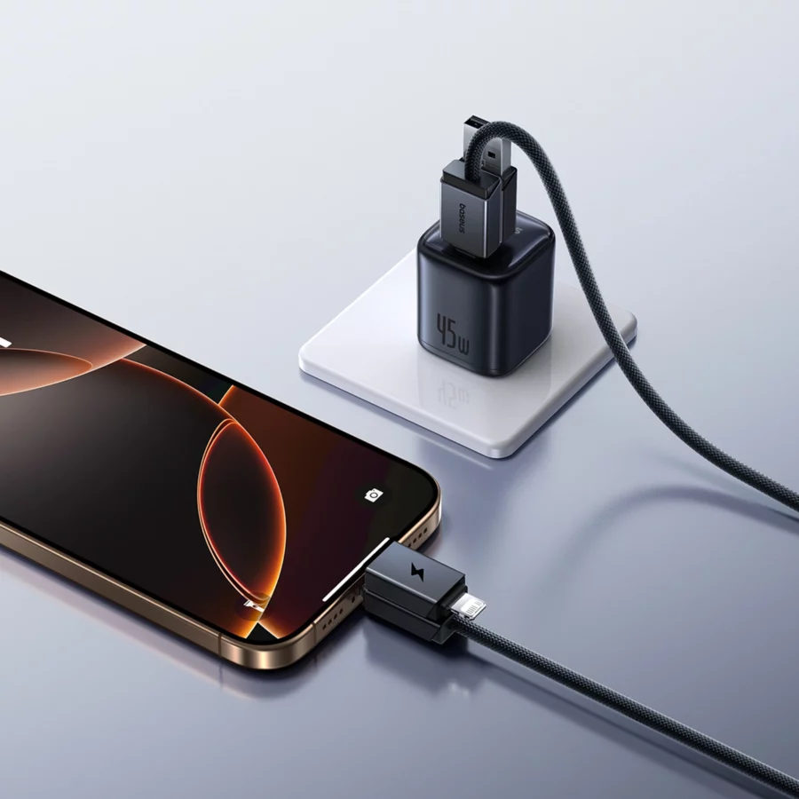 Kabel Baseus Versatile 60W USB-C - USB-C z adapterami USB-A i Lighting 1m - czarny