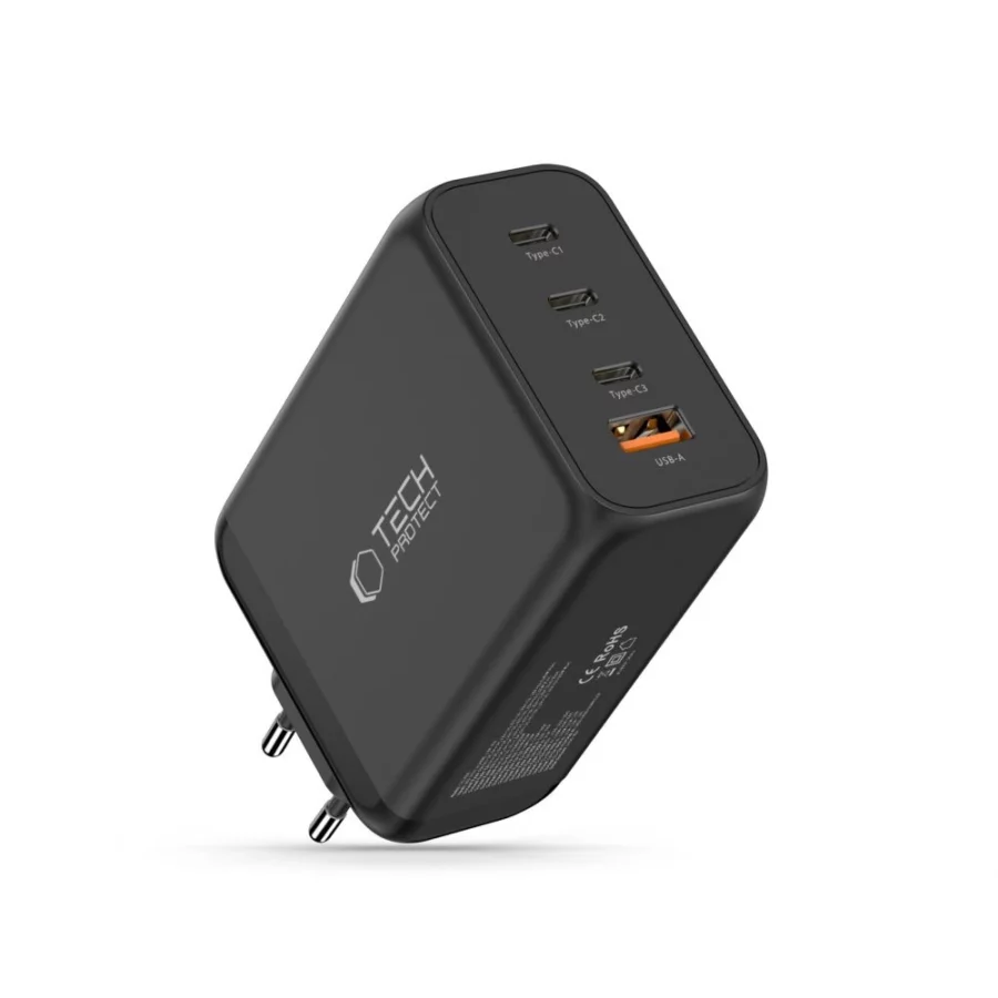 Ładowarka sieciowa Tech-Protect NC240W-GaN 4-Porty 240W - czarna