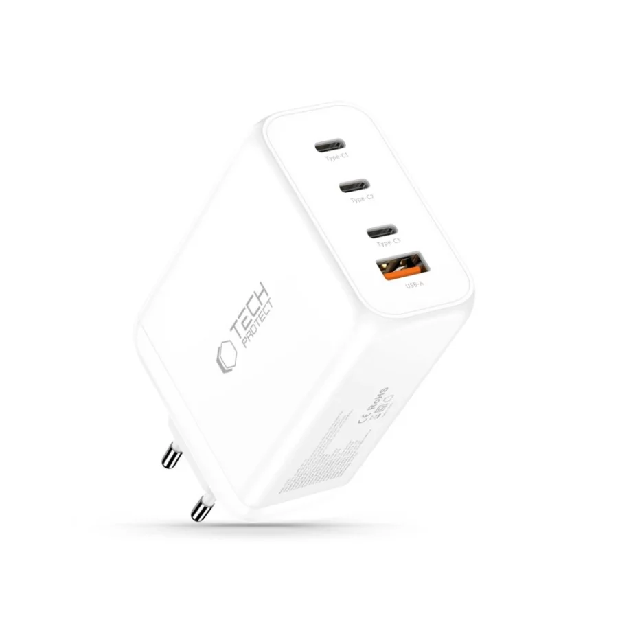 Ładowarka sieciowa Tech-Protect NC240W-GaN 4-Porty 240W - biała