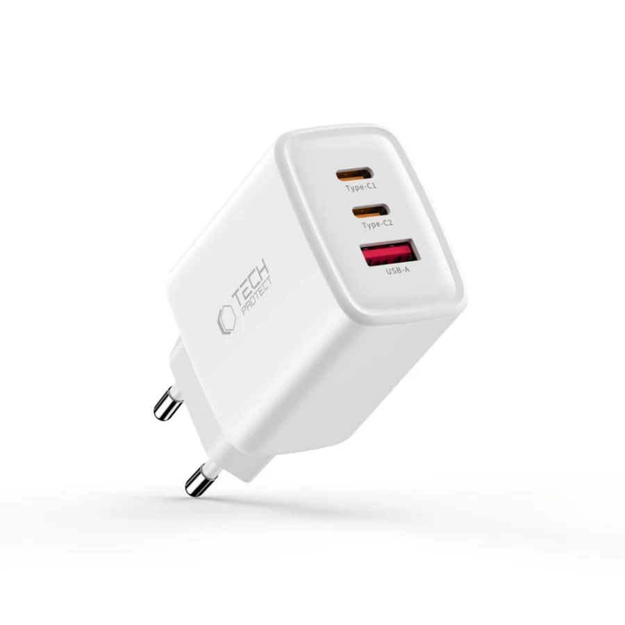 Ładowarka sieciowa Tech-Protect NCA65W-GAN 3-Porty 65W - biała
