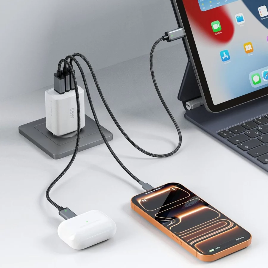 Ładowarka sieciowa Tech-Protect NCA65W-GAN 3-Porty 65W - biała