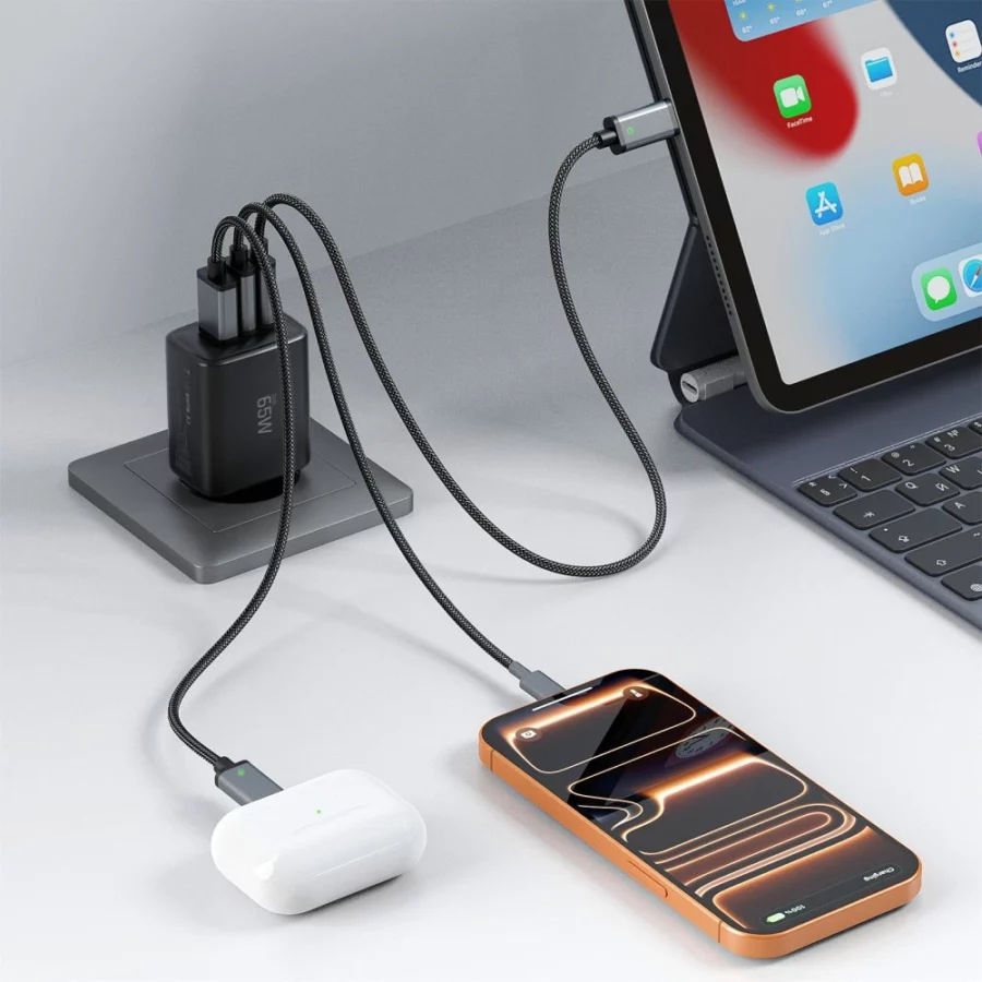 Ładowarka sieciowa Tech-Protect NCA65W-GAN 3-Porty 65W - czarna