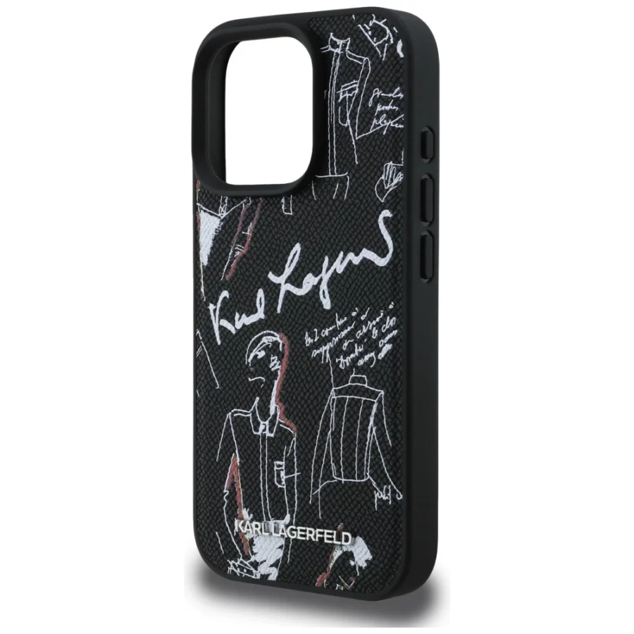 Etui Karl Lagerfeld Grained Pattern & Logo MagSafe na iPhone 16 Pro Max - czarne