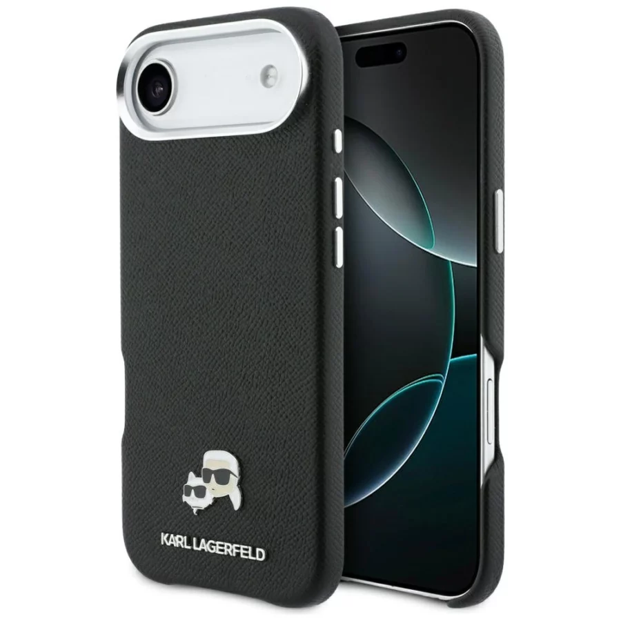Etui Karl Lagerfeld Karl & Choupette Head Pins Saffiano MagSafe na iPhone Air - czarne