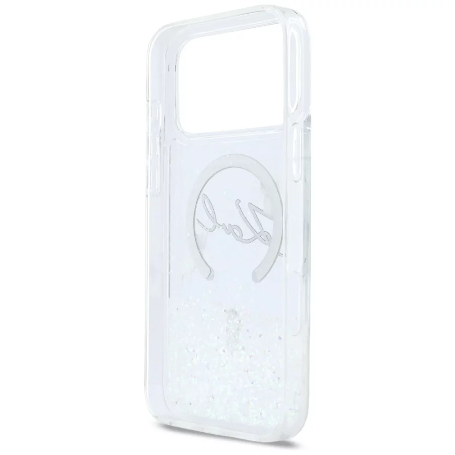Etui Karl Lagerfeld Liquid Glitter Karl Script Logo MagSafe na iPhone 17 Pro Max - przezroczyste
