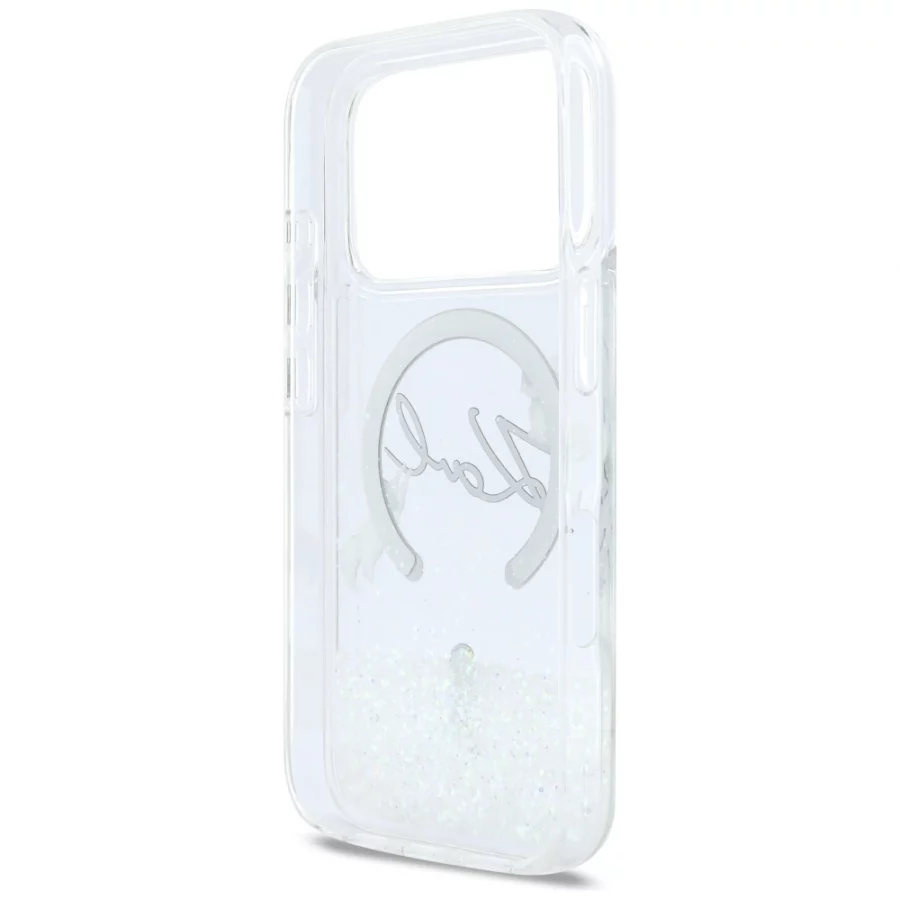 Etui Karl Lagerfeld Liquid Glitter Karl Script Logo MagSafe na iPhone 17 Pro - przezroczyste