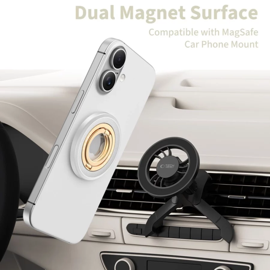 Uchwyt magnetyczny Tech-Protect MMR700 Lamano MagSafe na telefon - szaro-złoty