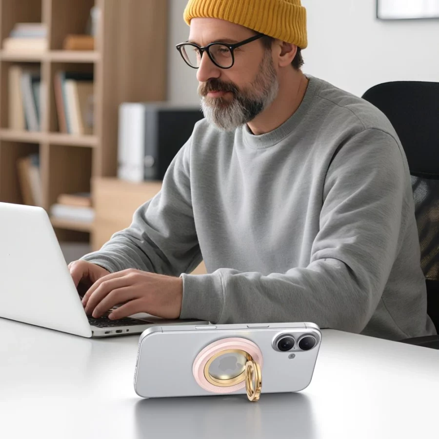 Uchwyt magnetyczny Tech-Protect MMR700 Lamano MagSafe na telefon - różowo-złoty