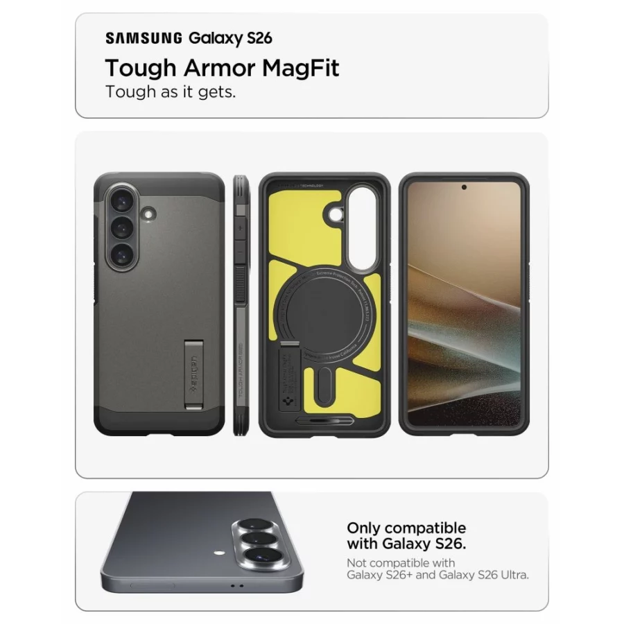 Etui Spigen Tough Armor Mag MagSafe na Samsung Galaxy S26 - szare