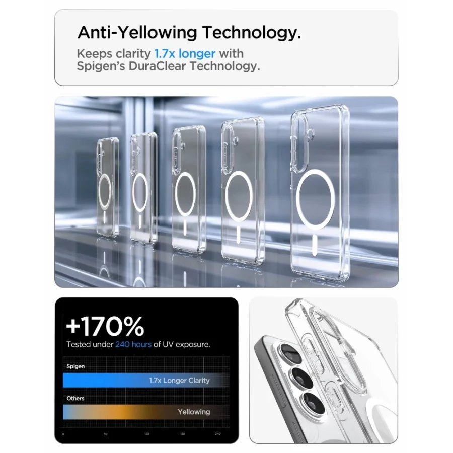 Etui Spigen Ultra Hybrid Mag MagSafe na Samsung Galaxy S26 - przezroczysto-białe