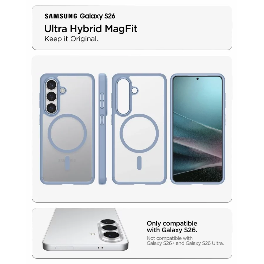 Etui Spigen Ultra Hybrid Mag MagSafe na Samsung Galaxy S26 - przezroczysto-niebieskie