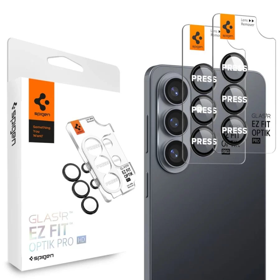 Osłona aparatu Spigen Glas.Tr Ez Fit Optik Pro HD 2-pack na Samsung Galaxy S26 - czarne
