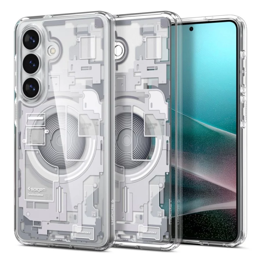 Etui Spigen Ultra Hybrid Mag MagSafe na Samsung Galaxy S26+ Zero One - przezroczysto-białe