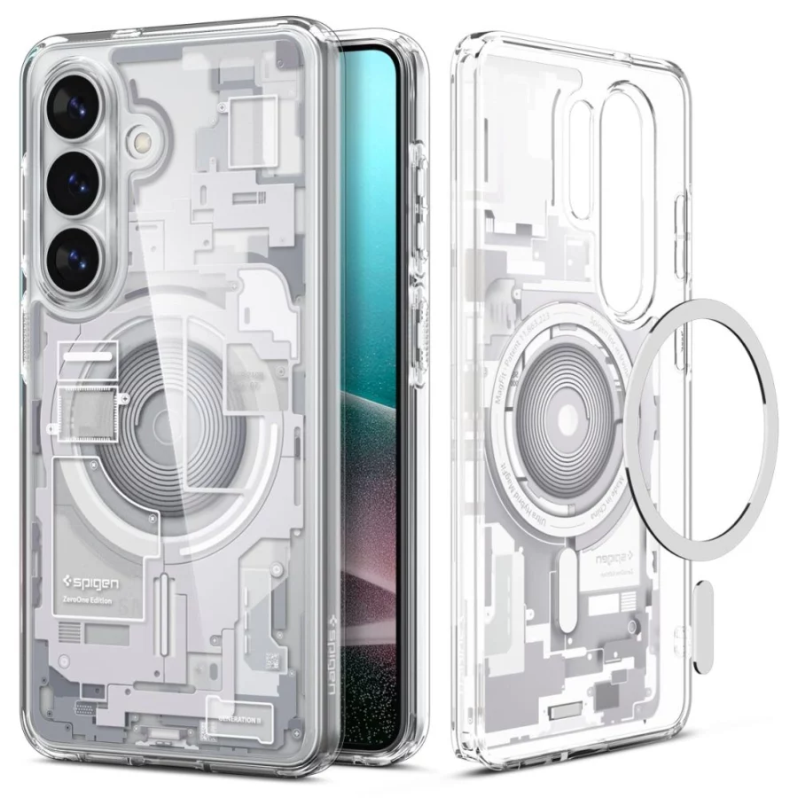 Etui Spigen Ultra Hybrid Mag MagSafe na Samsung Galaxy S26+ Zero One - przezroczysto-białe