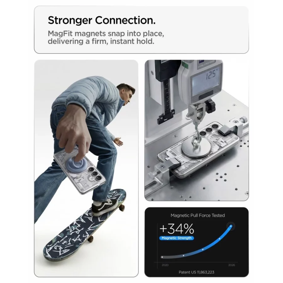 Etui Spigen Ultra Hybrid Mag MagSafe na Samsung Galaxy S26+ Zero One - przezroczysto-białe