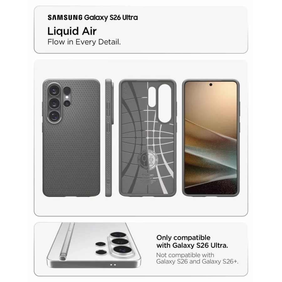 Etui Spigen Liquid Air na Samsung Galaxy S26 Ultra - szare